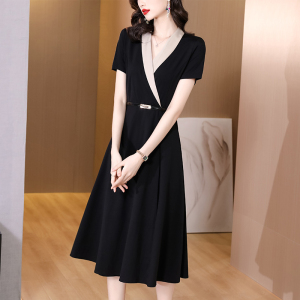RM5830#黑色连衣裙女2023夏季新款收腰显瘦复古气质裙长裙超修身