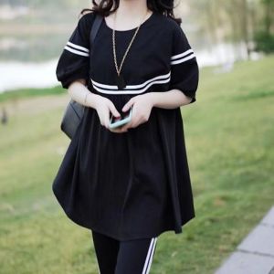 RM5884#纯棉套装女2023夏季新款韩版宽松时尚洋气休闲运动服两件套潮