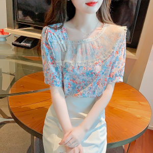 TR30963# 新款女短袖韩版夏季蕾丝衫/雪纺衫上衣 服装批发女装批发服饰货源