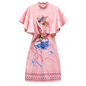 RM5119#新款改良旗袍时尚短款民族风夏装中国风复古定位花