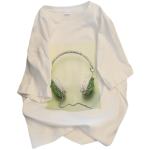 RM3758#夏装韩版宽松立体装饰圆领中长款大码短袖T恤女