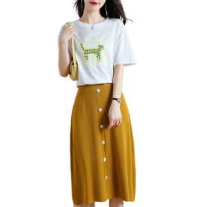 TR20677# 夏季新款甜美修身显瘦T恤+半身裙两件套短袖 服装批发女装服饰货源