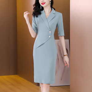 RM21399#春夏新款西装领连衣裙气质通勤OL职业收腰修身显瘦一步裙
