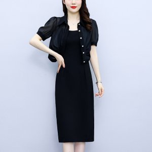 RM3631#大码女装2023夏季新款韩版收腰时尚外套+背心裙两件套套装