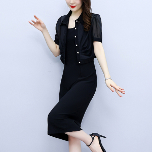 TR16235# 大码女装夏季新款韩版收腰时尚外套+背心裙两件套套装 服装批发女装服饰货源