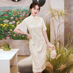 RM4044#春夏新款现货优雅复古气质修身年轻款改良旗袍蕾丝