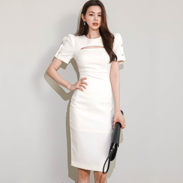 RM4613#夏季新款韩版气质修身中长款时尚简约包臀职业连衣裙女