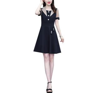 RM4415#夏季新款韩版大码女装法式休闲时尚百搭气质显瘦连衣裙