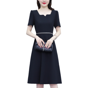 RM8746#大码女装2023夏季新款连衣裙女气质显瘦胖MM纯色中长款连衣裙