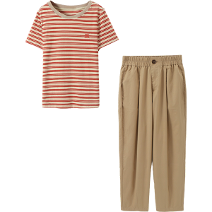 TR19052# 休闲条纹两件套夏季新款百搭时尚T恤松紧腰裤子套装女