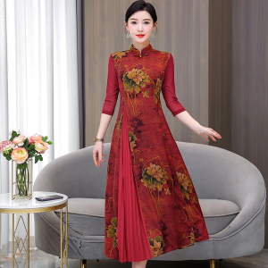 RM8399#改良旗袍连衣裙修身显瘦2023年新款复古中式民族风气质连衣裙