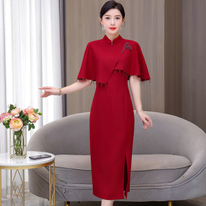 RM9159#新款春夏改良旗袍喜婆婆婚宴装女红色中长款高级感新中式订婚礼服