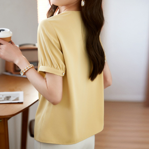 RM4856#欣未设计感衬衫女2023年夏季新款通勤风优雅短袖纯色气质上衣