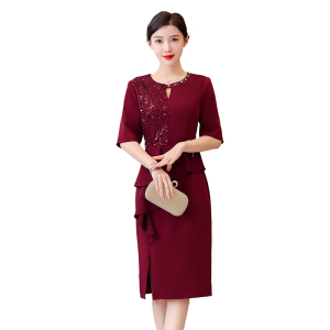 RM5430#新款高端婚礼妈妈装红色高贵小个子平时可穿