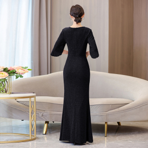 RM5163#紫色妈妈装婚宴晚礼服女高端轻奢小众喜婆婆宴会气质鱼尾主持人裙