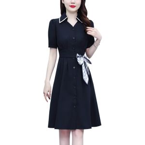 RM9904#大码女装2023夏季新款气质收腰系带轻熟连衣裙女洋气V领裙子