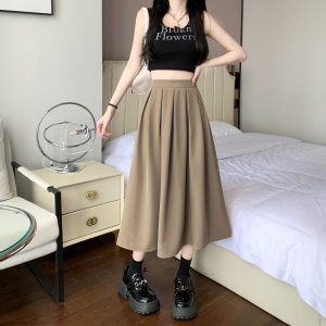 RM14771#百褶裙女2023新款高腰显瘦中长款半身裙