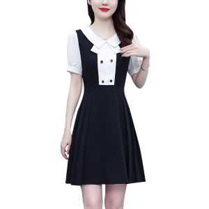 TR38338# 大码女装夏季新款胖mm高级感时尚拼接遮肉百褶连衣裙 服装批发女装批发服饰货源