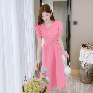 RM3947#新款女气质名媛风夏季女装法式显瘦衣服女粉色洋气裙甜美韩版