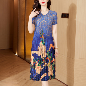 RM5144#小香风连衣裙2023夏季新款褶皱名媛修身显瘦中长款大码时尚百褶裙