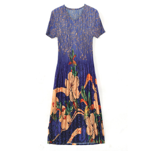 RM5144#小香风连衣裙2023夏季新款褶皱名媛修身显瘦中长款大码时尚百褶裙