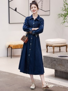 RM3561#设计感牛仔衬衫裙女连衣裙 新款时尚气质修身中长款裙子