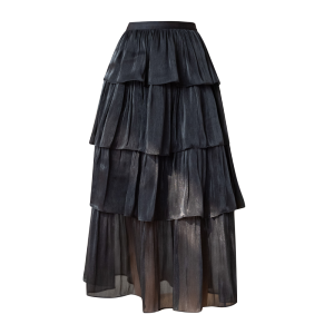 RM18026#超仙感流光纱裙层层荷叶边蛋糕裙女珠光中长款半身裙