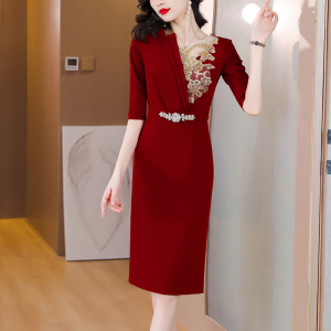 RM5436#礼服裙新款高端婚宴喜婆婆高级感晚礼服裙女