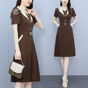 RM3915#夏季新款高端西装领连衣裙时尚减龄气质显瘦