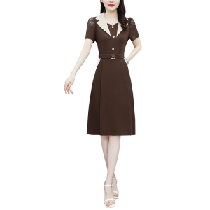 RM3915#夏季新款高端西装领连衣裙时尚减龄气质显瘦