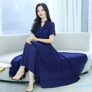 RM5832#新款纯色优雅沙滩裙海边度假拍照衣服女夏长款收腰显瘦大摆裙