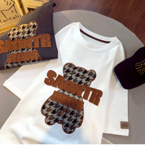 RM3782#夏装韩版宽松圆领卡通立体装饰中长款大码短袖T恤女