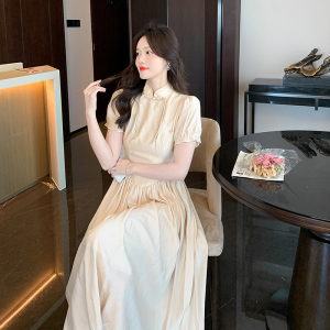 RM4076#新中式裙子新款夏季显瘦气质国风法式优雅气质大摆改良旗袍连衣裙
