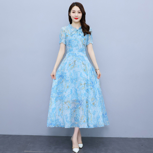 RM15105#波西米亚长裙到脚踝雪纺连衣裙2023新款夏超长海边度假沙滩裙