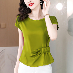 RM4540#高级感缎面小衫2023年新款气质法式收腰洋气上衣女