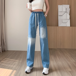 RM7347#渐变色牛仔裤女2023新款百搭时尚高腰显瘦直筒休闲裤