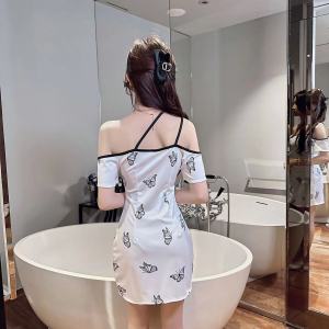 Sexy off-shoulder printed tight buttock dress