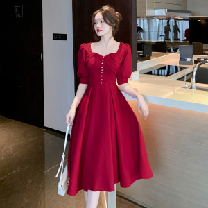RM4773#敬酒服新娘2023新款订婚结婚大气法式高级感红色礼服裙女夏季
