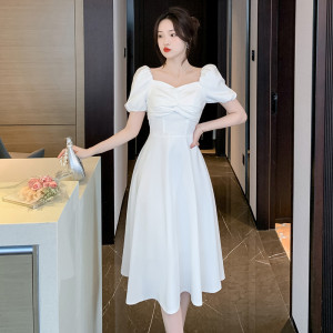 RM4775#小晚礼服裙日常轻奢小个子法式订婚领证登记白裙连衣裙女平时可穿