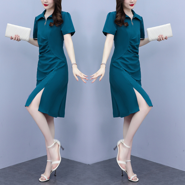 RM16189#夏季新款大码显瘦短袖A字裙