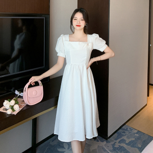 RM11551#法式白色礼服连衣裙平时可穿泡泡袖夏季爱心领证登记小白裙