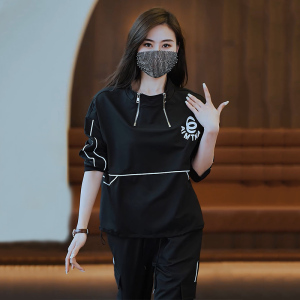 RM4241#新款运动休闲套装女韩版宽松撞色卫衣洋气两件套潮