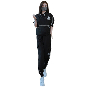 RM4241#新款运动休闲套装女韩版宽松撞色卫衣洋气两件套潮