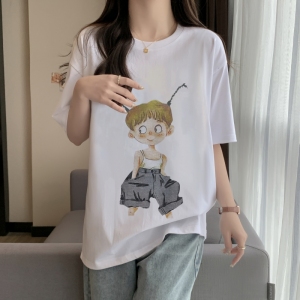 TR16370# 纯棉包领夏季韩版宽松大码上衣短袖字母印花T恤潮 服装批发女装服饰货源