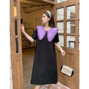 RM6067#大码女装短袖H型夏季连衣裙 长短款简约套头长裙