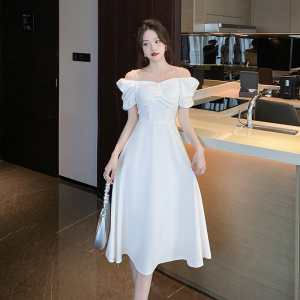 RM18685#小晚礼服裙日常轻奢小个子法式订婚领证登记白裙连衣裙女平时可穿