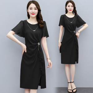 RM5754#连衣裙2023年夏装新款韩版优雅端庄显瘦女装时尚大方开叉裙子