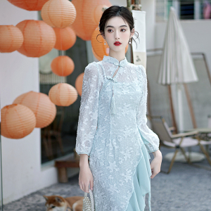 RM4078#国风旗袍改良中式吊带连衣裙两件套女新款汉服仙气套装裙子