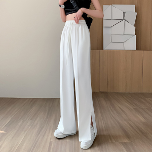 RM3801#冰丝西装裤 夏季薄款阔腿高腰垂感直筒休闲拖地裤女