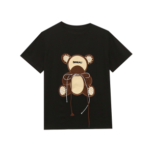 RM4286#夏季时尚小熊短袖T恤设计感钉珠绑绳贴布刺绣百搭减龄上衣